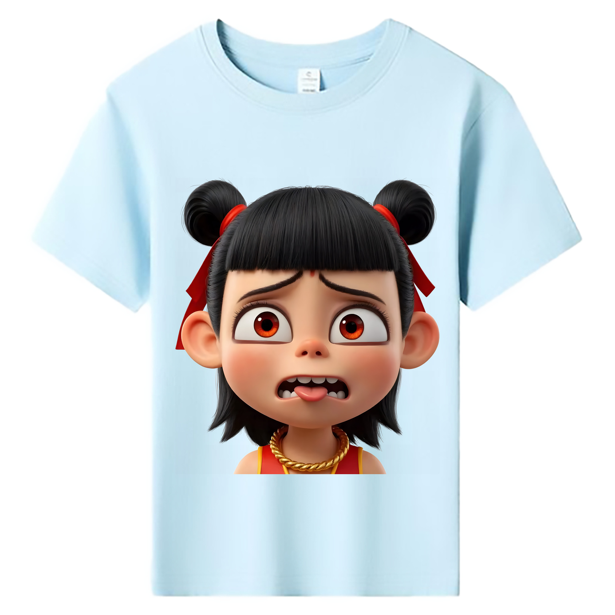 （画像用） Ne Zha 2 ナタ 魔童の大暴れ 綿100％キッズTシャツ（フロントプリント）